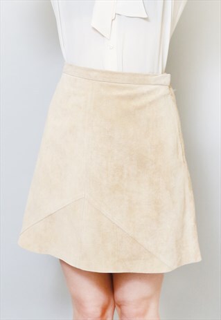 VINTAGE 1970'S TERRY LEWIS BROWN SOFT SUEDE MINI SKIRT