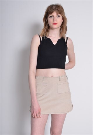 VINTAGE CORDUROY CORD SKIRT CREAM 30'