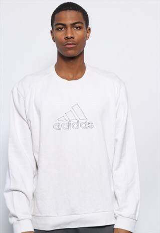 VINTAGE ADIDAS BIG LOGO OVERSIZED SWEATSHIRT WHITE