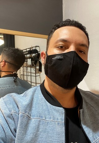 BLACK DENIM FACE MASK