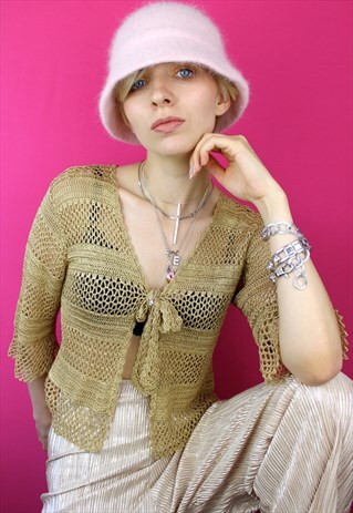 GOLD CROCHET CARDIGAN