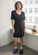 VINTAGE 80'S BLACK SHORT SLEEVED MIDI DRESS