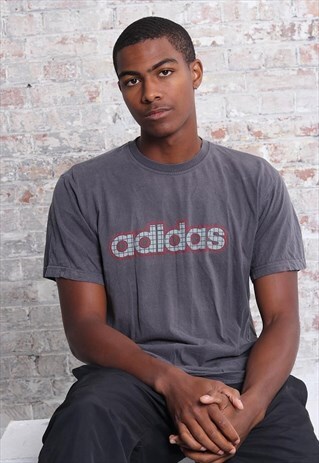 VINTAGE ADIDAS LOGO T-SHIRT GREY