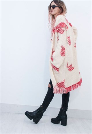 WOODSTOCK FRINGED KNIT CARDIGAN