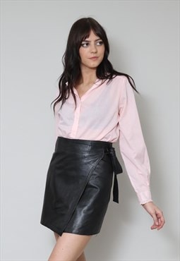 80's Vintage Soft Black Leather Ladies Mini Skirt 