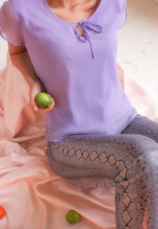 VINTAGE 90S CHIFFON BLOUSE IN LILAC