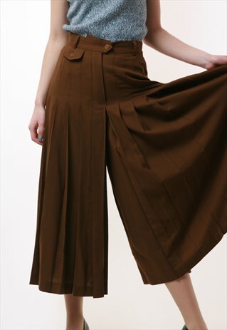 80S VINTAGE ESCADA CULLOTES HIGH WAITED WIDE LENG TROUSERS