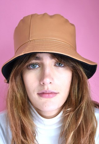 VINTAGE INSPIRED BUCKET HAT FLEECE LINING BROWN