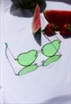 GREEN RIMLESS COLOUR TINT HEART SUNGLASSES