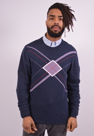 VINTAGE SERGIO TACCHINI JUMPER SWEATER NAVY BLUE
