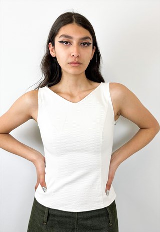 Vintage y2k sleeveless white top 