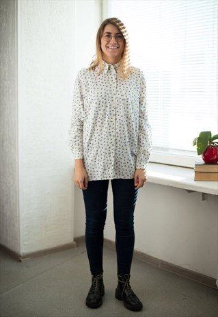 VINTAGE 70'S WHITE SOFT PAISLEY SHIRT