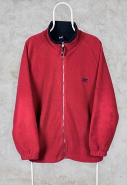 Vintage Cotton Traders Red Fleece Jacket Large