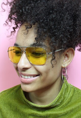 YELLOW LENS PILOT FRAME STYLE SUNGLASSES