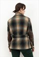 G.H BASS WOOL OVER COAT JACKET CHECK PLAID TARTAN WINTER TOP