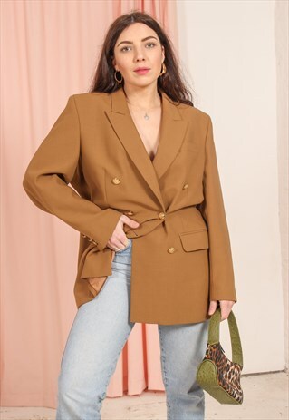 VINTAGE 80S OVERSIZED BLAZER IN CAMEL