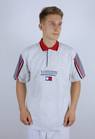 RARE VINTAGE POLO TOMMY HILFIGER BIG LOGO MENS T-SHIRT TOP