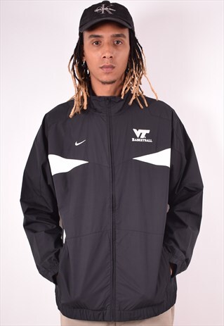 NIKE MENS VINTAGE TRACKSUIT TOP JACKET XL BLACK 90S