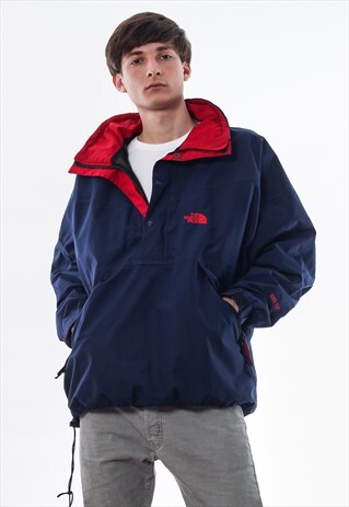 VINTAGE THE NORTH FACE GORE TEX SHELL PULLOVER 90S NAVY BLUE