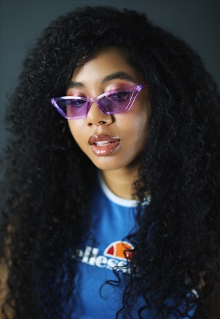 PURPLE SUMMER 90S Y2K SLIM CAT EYE SUNGLASSES SHADES