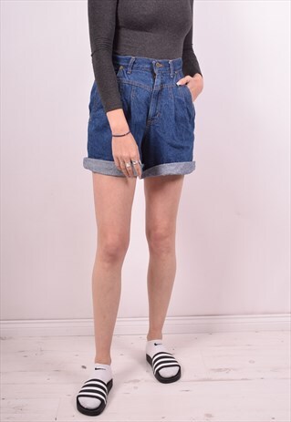 WOMENS VINTAGE DENIM SHORTS W28 BLUE 90S