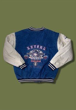 vintage denim varsity S winnie the pooh embroidered jacket 
