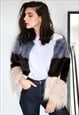 COLOR BLOCK FAUX FUR JACKET