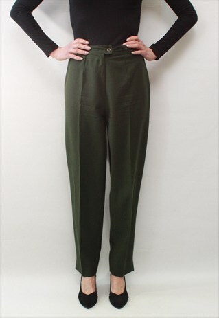 VINTAGE 80' AMAZING BEAUTIFUL HIGH WAIST GREEN TROUSERS