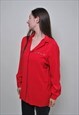 Y2K FASHION RED BLOUSE, 00S RELAXED BUTTON UP SHIRT 