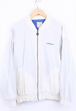 Vintage Adidas Track Jacket White Zip Up With Chest Logo 90s