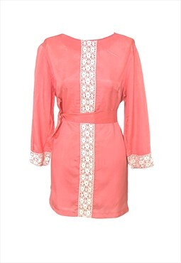 60s Pink/Coral Vintage Hippy/Boho Tunic Kaftan Dress/top