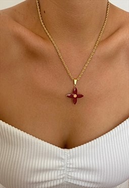 Authentic Louis Vuitton Red Pendant -Reworked  Necklace