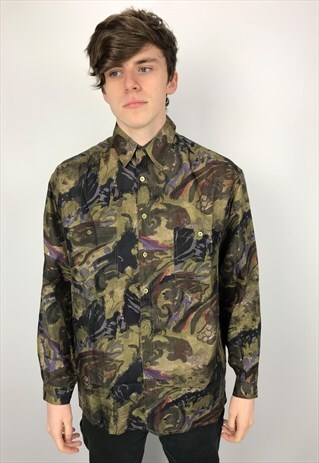 90S VINTAGE SILK PATTERNED FESTIVAL SHIRT