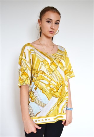VTG 80'S HERMES CHAIN PRINT BAROQUE TOP