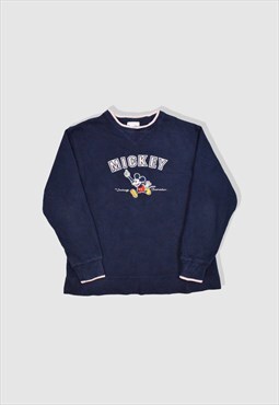 Vintage Disney Mickey Embroidered Logo Sweatshirt in Navy