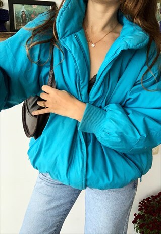 VINTAGE 80S PUFFER SKIING COAT BOMBER JACKET OVERSIZED