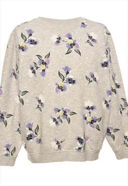 Floral Grey Karen Scott Printed Sweatshirt - XL