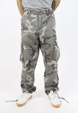 VINTAGE CAMO GREY 90'S TROUSERS