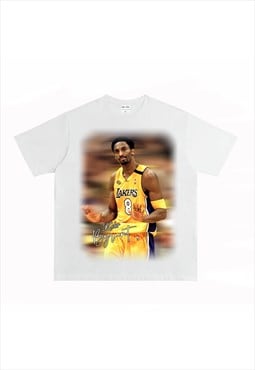 White Kobe Graphic Cotton fans T shirt tee
