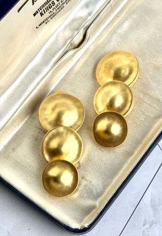 90S GOLD TRIPLE CIRCLE EARRINGS STATEMENT VINTAGE JEWELLERY