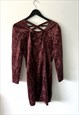 90S STRAPPY BACK MINI MAROON VELVET DRESS - M