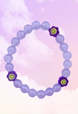 Flowers - Lilac Purple Chalcedony Beaded Gemstone Bracelet