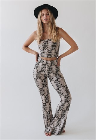JUNK & ROCK SNAKE PRINT FLARE LEGGINGS