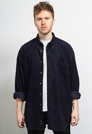 VINTAGE CORDUROY CORD SHIRT BLUE
