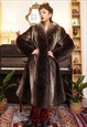 Vintage 80s Luxury Faux Fur Coat in Brown made in Paris