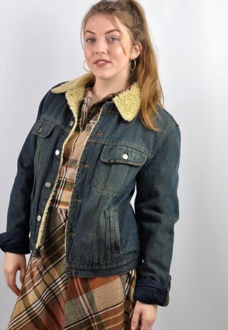 VINTAGE FAUX FUR LINED DENIM JACKET