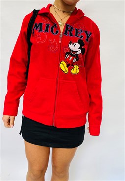 Vintage Size M Disney Fleece Hoodie In Red