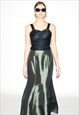 VINTAGE Y2K SHINY MAXI SKIRT IN GREEN