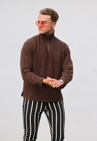 RALPH LAUREN 1/4 ZIP CHOCOLATE BROWN SWEATSHIRT