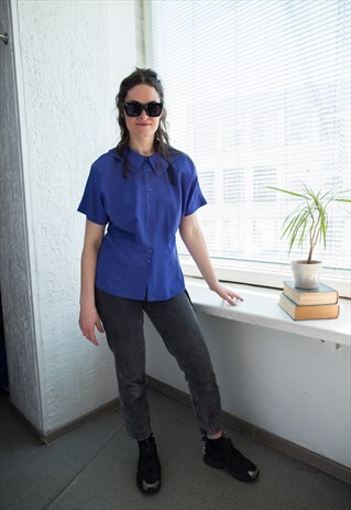 VINTAGE 70'S PURPLE SHORT SLEEVED BLOUSE
